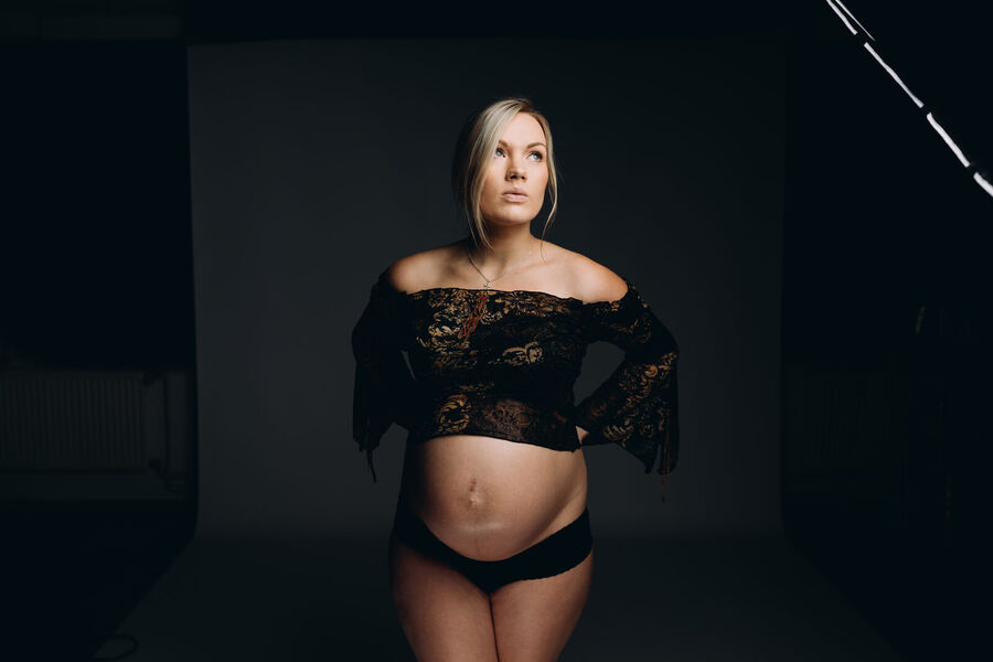 Maternity photo shoot in a studio